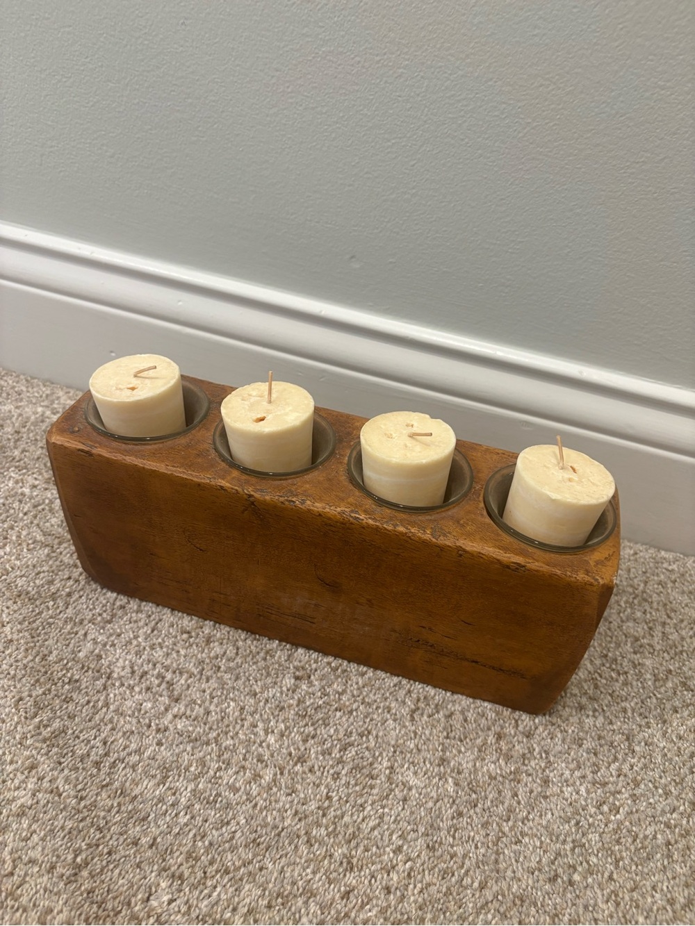 Rustic Wooden Votive Candle Holder
